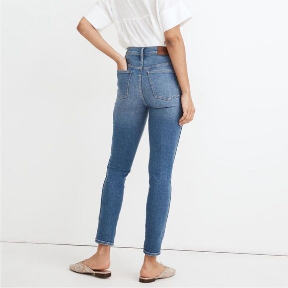 MADEWELL | 10” High Rise Skinny Crop Denim Jeans Medium Blue Women’s Size 27 (4) - Picture 3 of 15